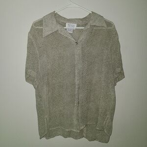 Sheer Short-Sleeved Button Down Relaxed Fit